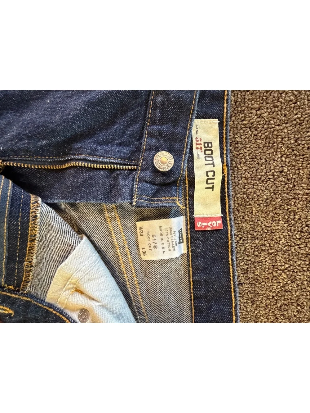05 vintage Levi’s 517 Boot Cut Jeans Men’s 33x36 Made USA 100% Cotton Blue Denim